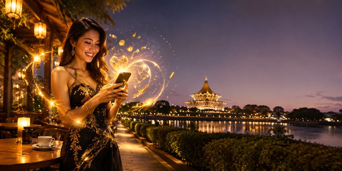 Pemain menikmati baccarat langsung di Kuching melalui peranti mudah alih hijau88